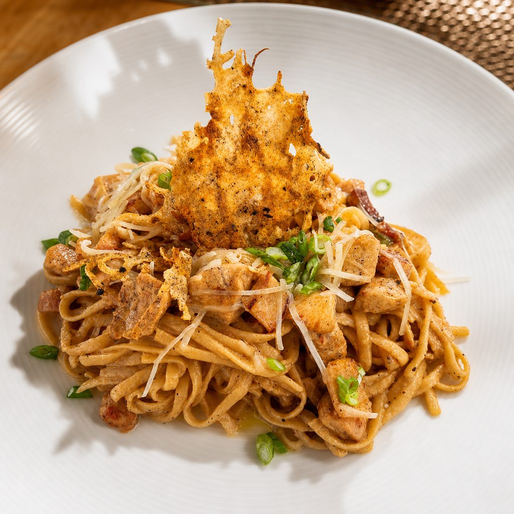 Kid's Fettuccine Alfredo Chicken.