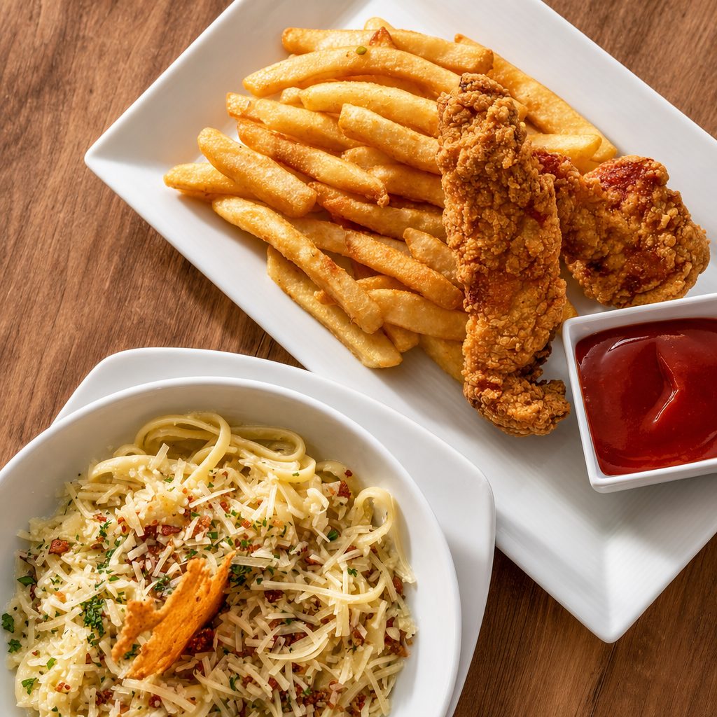 Kid's Chicken Strips & Fries.